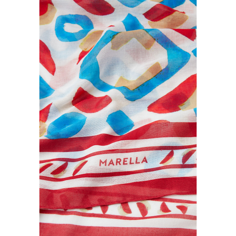 Marella - Cometa Printed Scarf in Cotton Red