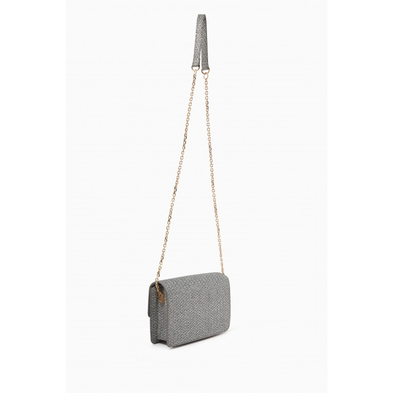 Marella - Azzorre Flap-over Shoulder Bag in Raffia Silver