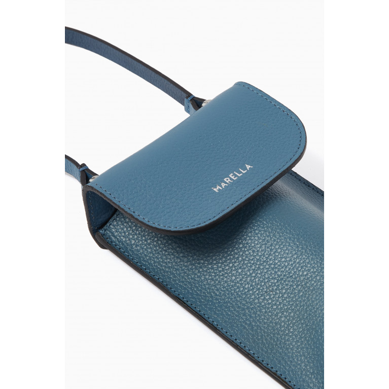 Marella - Alicia Mobile phone Holder in Calfskin leather Blue