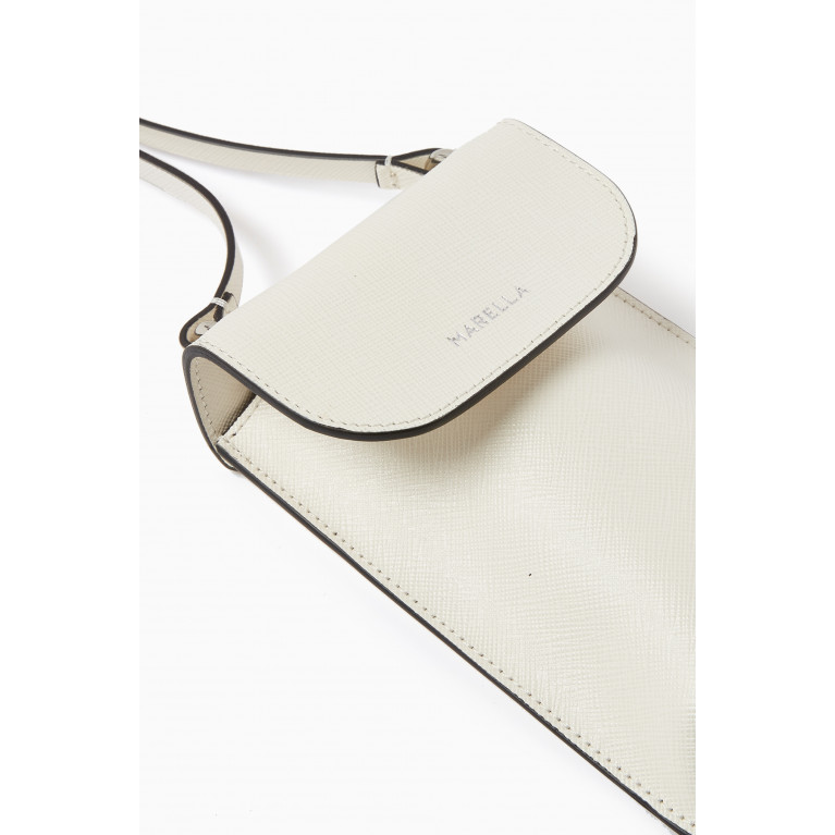 Marella - Alicia Mobile Phone Holder in Calfskin leather White