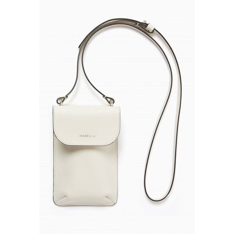 Marella - Alicia Mobile Phone Holder in Calfskin leather White