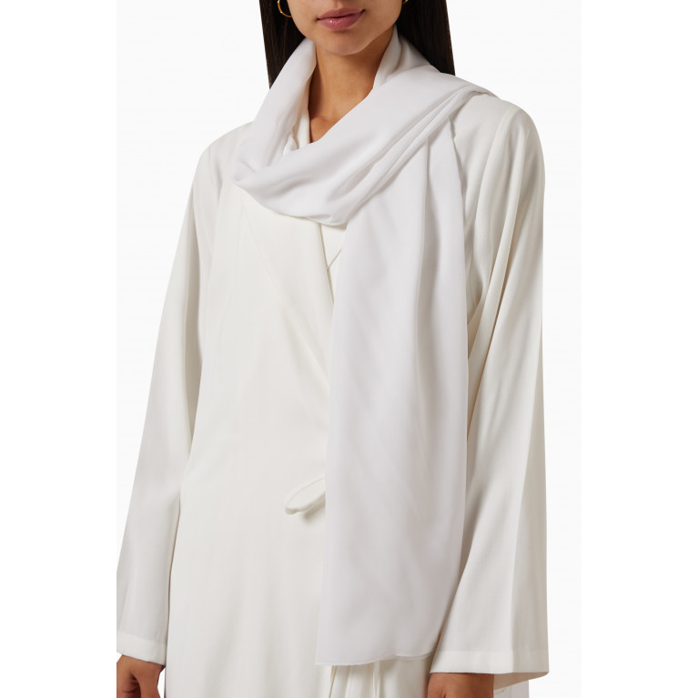 Hessa Falasi - Peak Lapel Jacket Abaya with Side Ribbon in Crush Cotton