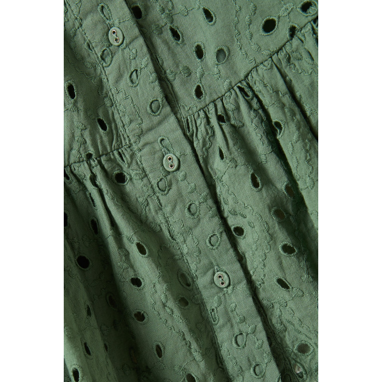 Y.A.S - Yashipsa Mini Shirt Dress in Organic Cotton Green