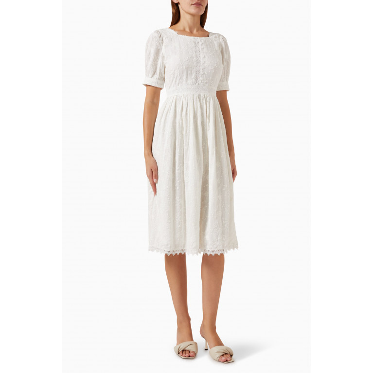 Y.A.S - Yaskimberly Embroidered Midi Dress in Cotton