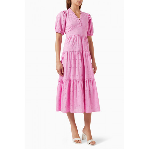Y.A.S - Yaslivista Broderie Anglaise Midi Dress in Cotton