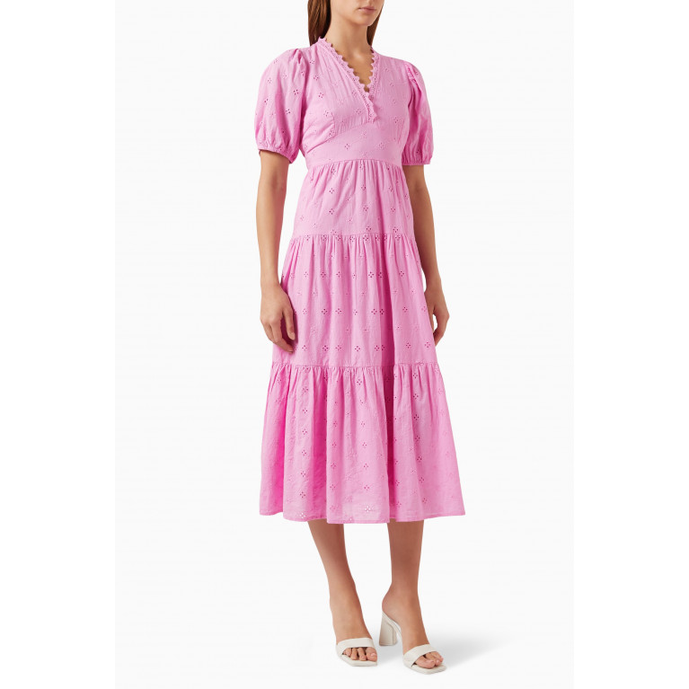 Y.A.S - Yaslivista Broderie Anglaise Midi Dress in Cotton