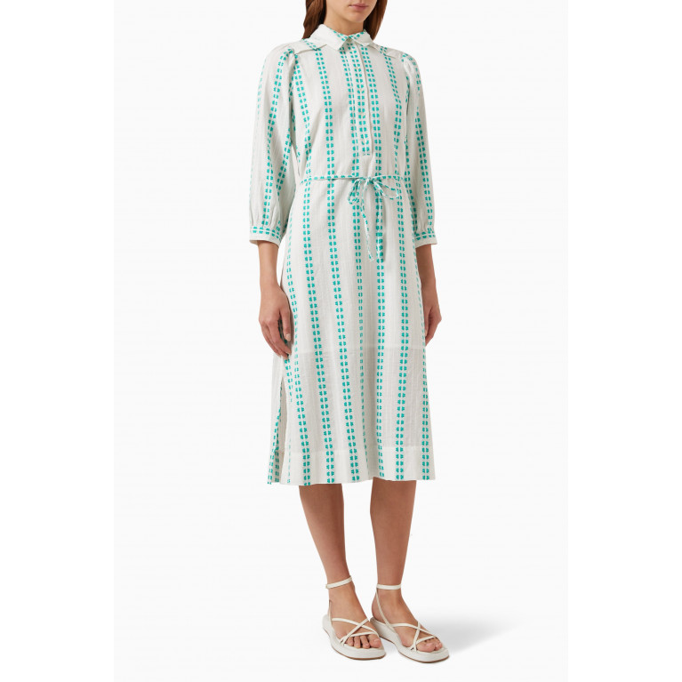 Y.A.S - Yasvalara Embroidered Midi Shirt Dress in Cotton-blend