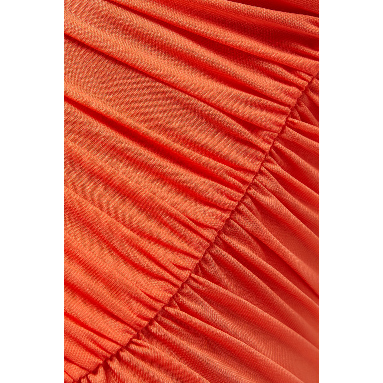 Simon Miller - Mesh Swizzle Maxi Dress in Polyester Orange