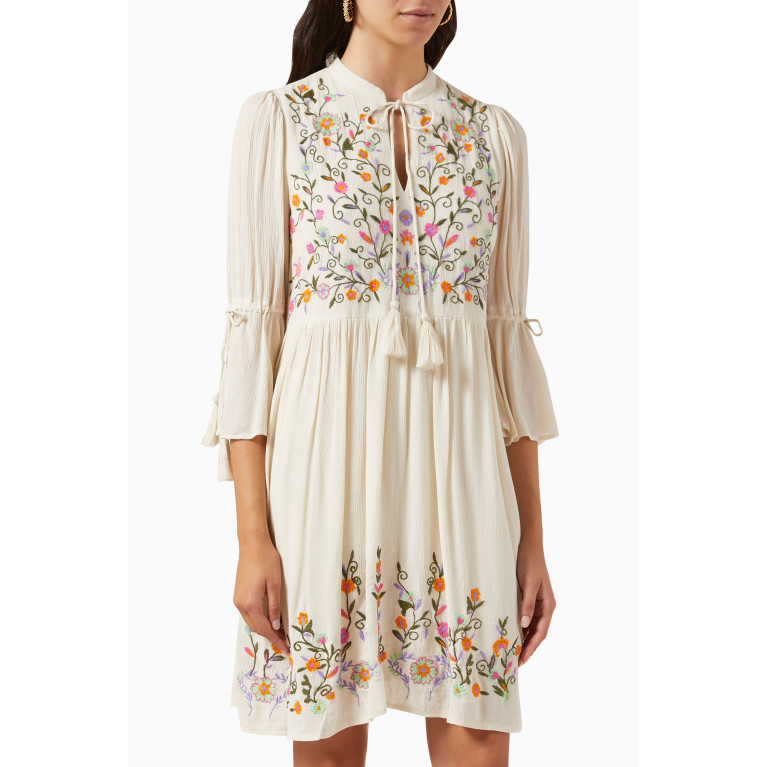 Y.A.S - Yaschella Embroidered Tunic Dress in Viscose Neutral
