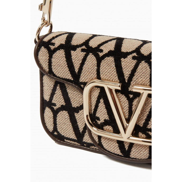 Valentino - Valentino Garavani Small Locò Toile Iconographe Shoulder Bag in Cotton blend Neutral