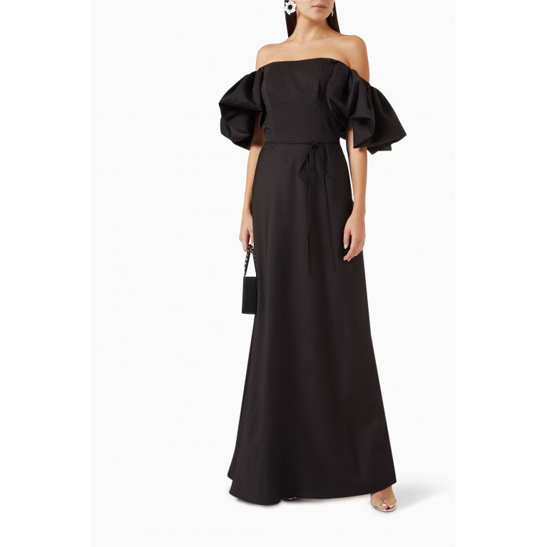 Bazza Alzouman - Off-shoulder A-line Gown in Crepe