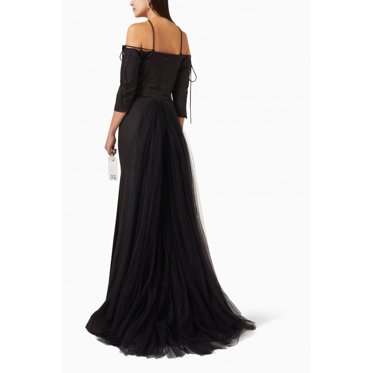 Bazza Alzouman - Strappy Mermaid Gown in Crepe & Tulle