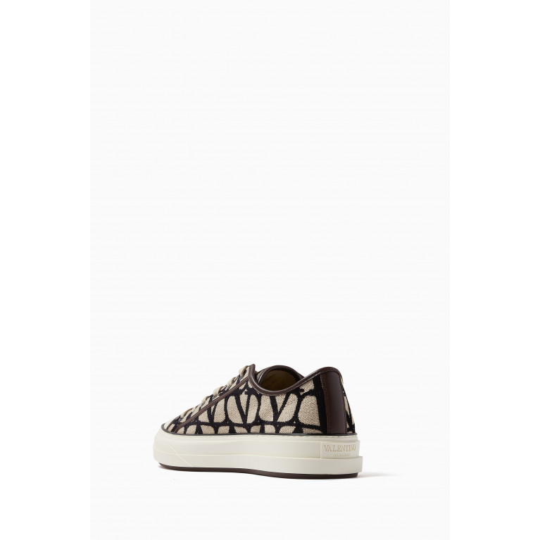 Valentino - Valentino Toile Iconographe Low-top Sneakers in Canvas & Leather Brown