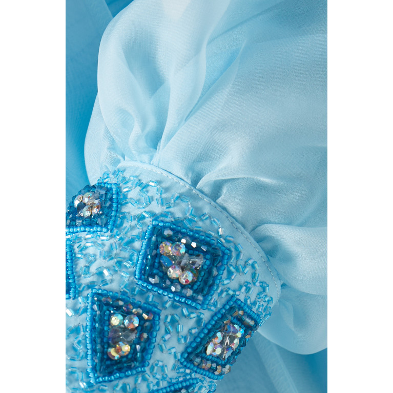 NASS - Neck-tie Maxi Dress in Silk Chiffon Blue