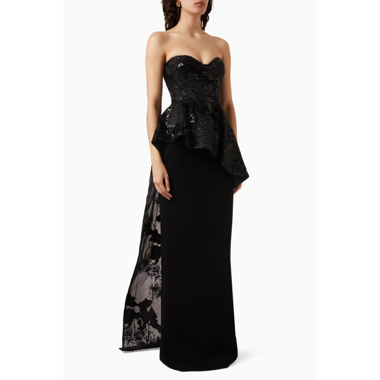 Saiid Kobeisy - Strapless Embellished Maxi Dress in Crepe