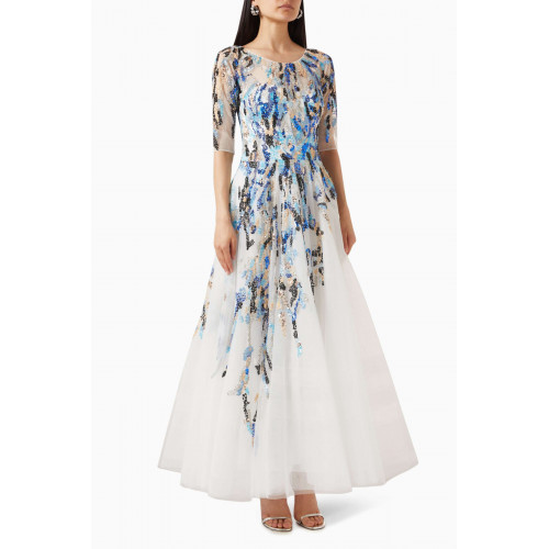 Saiid Kobeisy - Sequin-embellished Maxi Dress in Tulle