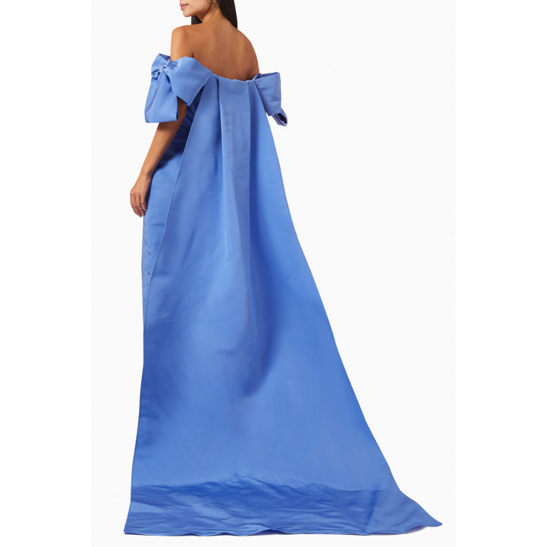 Alexia Maria - Josephine Column Gown with Detachable Cape in Silk Faille