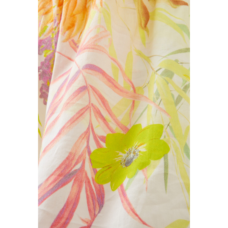 CAMILLA - Floral-print Shirred Romper in Cotton