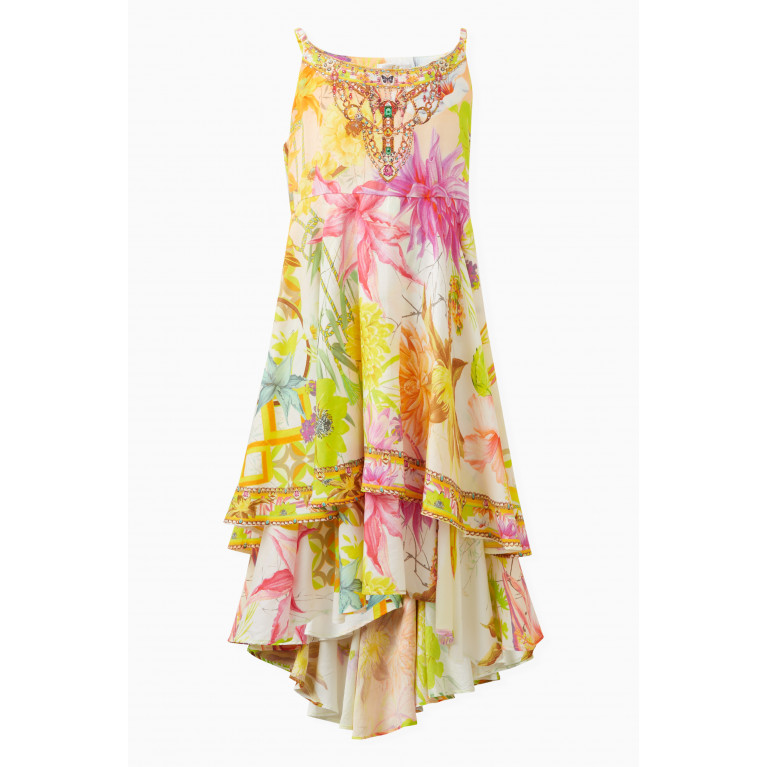 CAMILLA - Floral-print Rhinestones Dress in Cotton