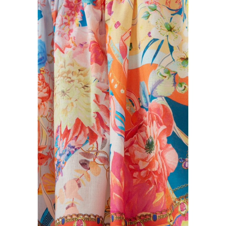 CAMILLA - Floral-print Shirred Dress in Cotton