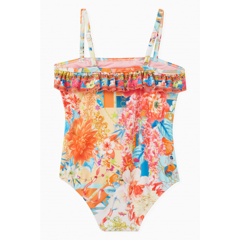 CAMILLA - Floral-print Ruffle One-piece Swimsuit in Polyamide