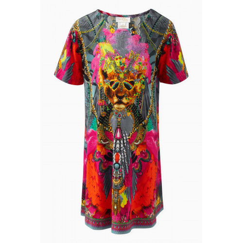CAMILLA - Tiger-print T-shirt Dress in Viscose