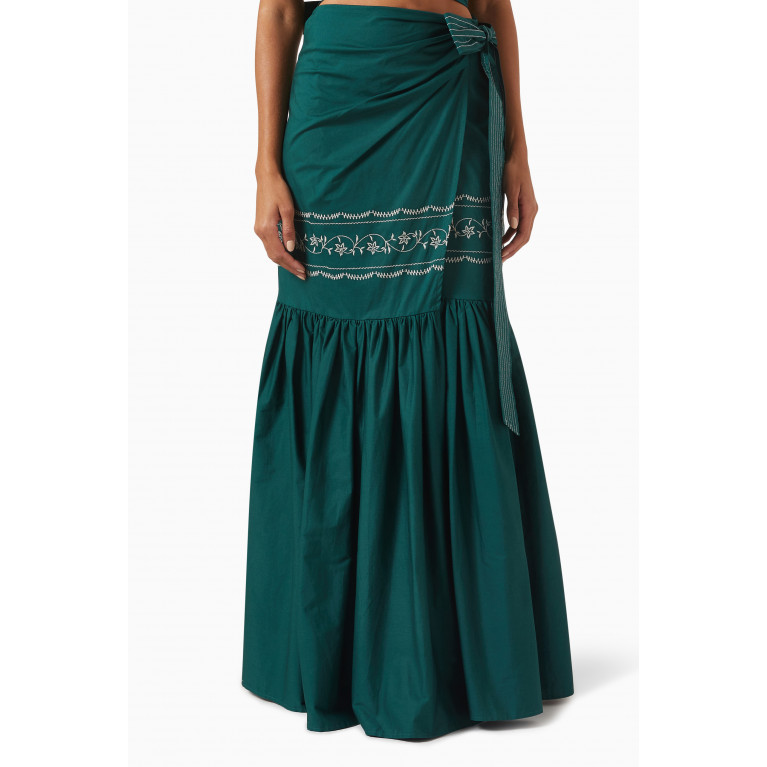 Especia - Maxi Foret Embroidered Skirt in Cotton