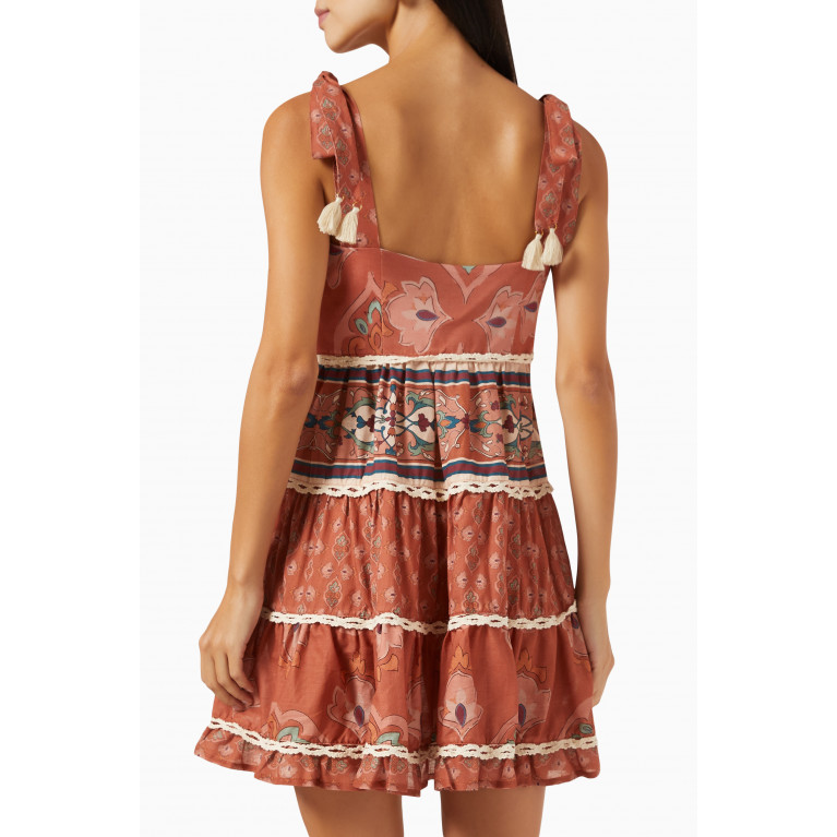 Especia - Aries Floral Print Mini Dress in Cotton
