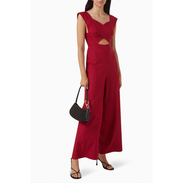 Especia - Camelia Cut-out Jumpsuit in Viscose-bkend Red