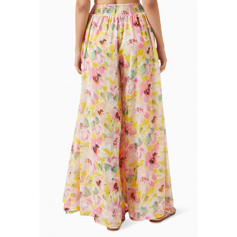 MISA - Pilar Wide-leg Pants in Floral-print Chiffon