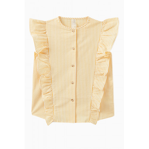 Tia Cibani - Baiana Ruffle Shell Blouse in Cotton Yellow