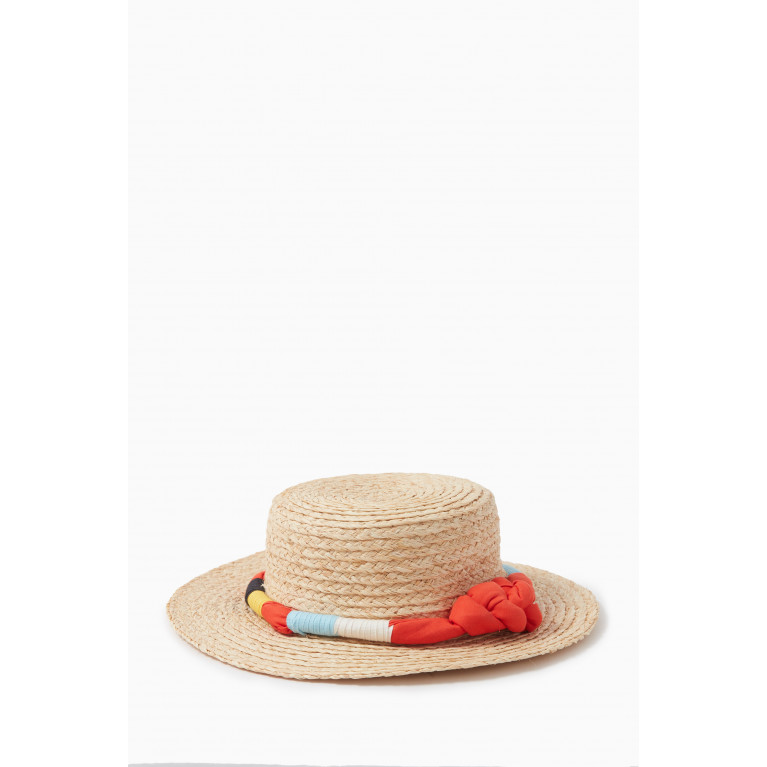 Tia Cibani - Picnic Boater Hat in Straw & Cotton