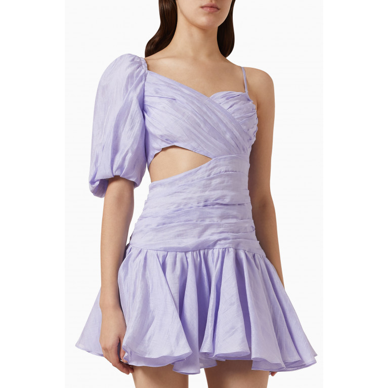 Sandro - Cornaline Draped Mini Dress in Linen-blend