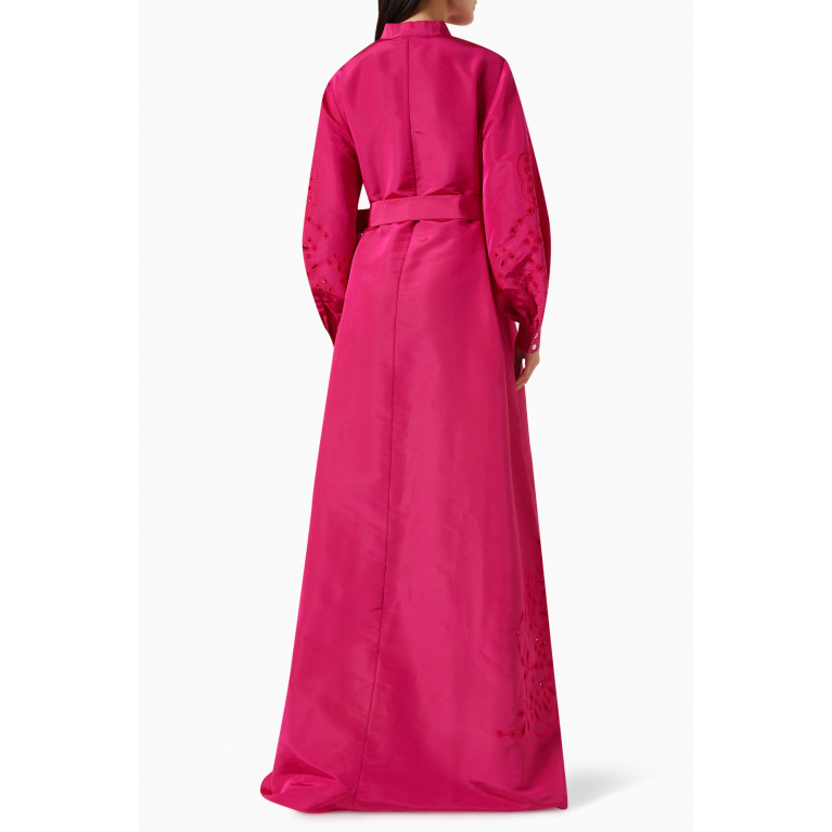 Carolina Herrera - Floral Pattern Hem Maxi Dress in Silk