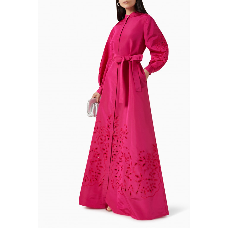 Carolina Herrera - Floral Pattern Hem Maxi Dress in Silk
