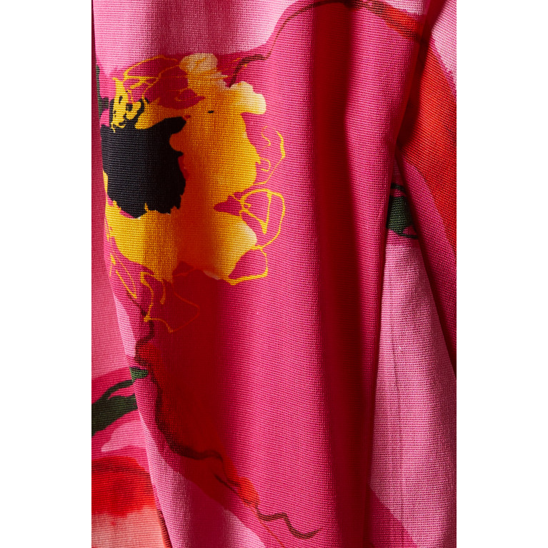 Carolina Herrera - Floral Print Belted Midi Dress in Cotton
