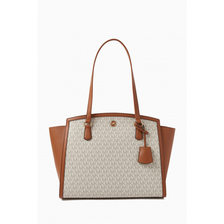 MICHAEL KORS - Large Chantal Monogram Tote Bag in Coated Canvas andLeather