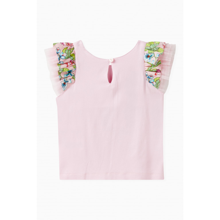 Pan con Chocolate - Goya Floral Print Sleeves T-shirt in Cotton
