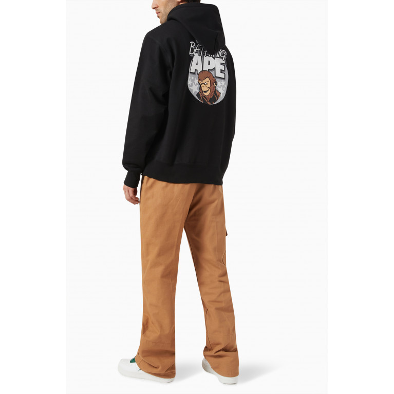 A Bathing Ape - Ape Logo-print Relaxed Hoodie in Cotton
