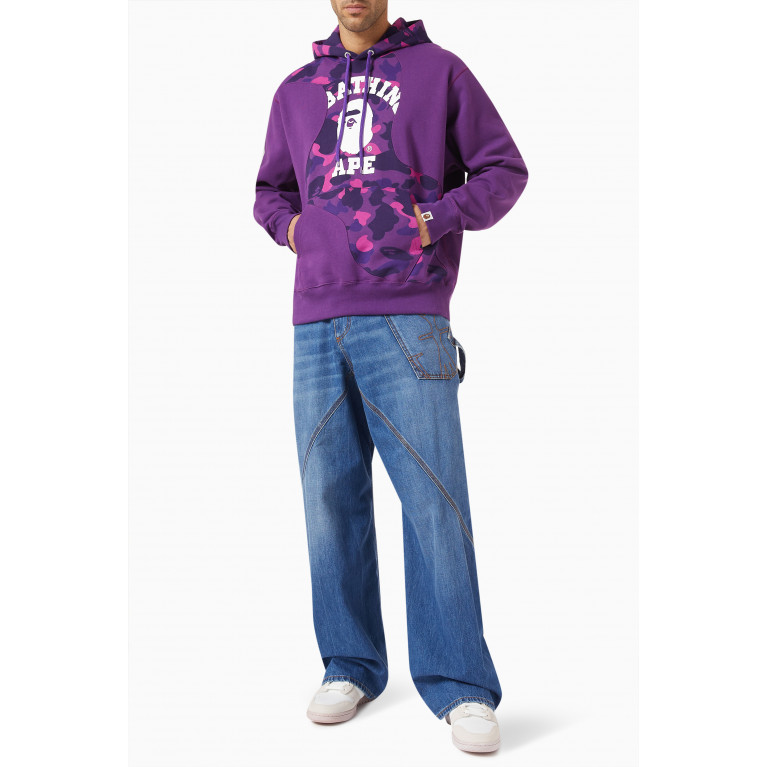 A Bathing Ape - Colour Camo College Relaxed-fit Hoodie in Cotton Purple