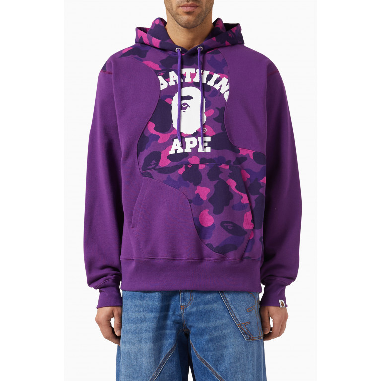 A Bathing Ape - Colour Camo College Relaxed-fit Hoodie in Cotton Purple