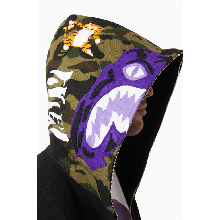 A Bathing Ape - 1st Camo Tiger Full-zip Hoodie in Cotton-terry Black