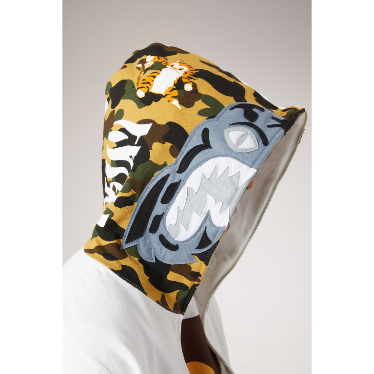 A Bathing Ape - 1st Camo Tiger Full-zip Hoodie in Cotton-terry White