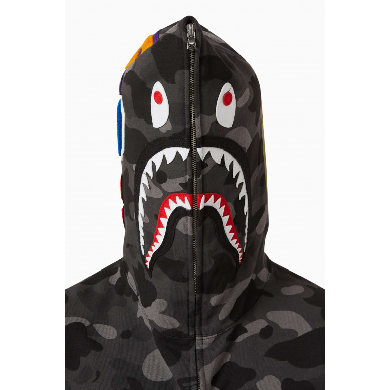 A Bathing Ape - Color Camo Shark Hoodie in Cotton Black