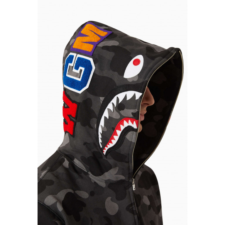 A Bathing Ape - Color Camo Shark Hoodie in Cotton Black