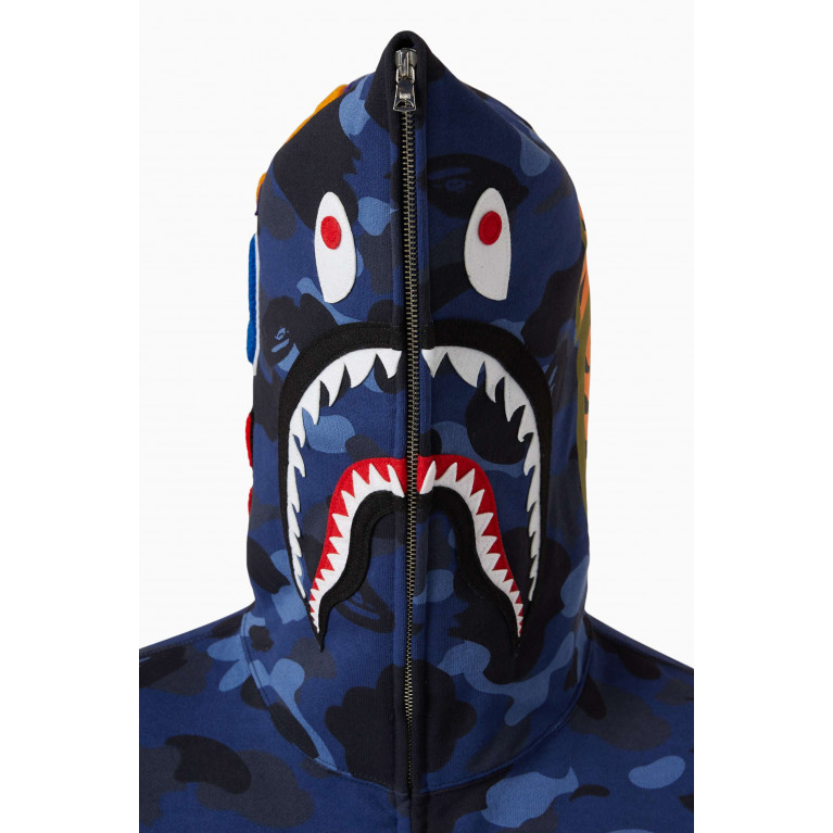 A Bathing Ape - Color Camo Shark Hoodie in Cotton Blue
