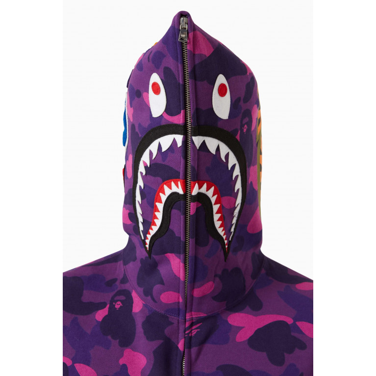 A Bathing Ape - Color Camo Shark Hoodie in Cotton Purple