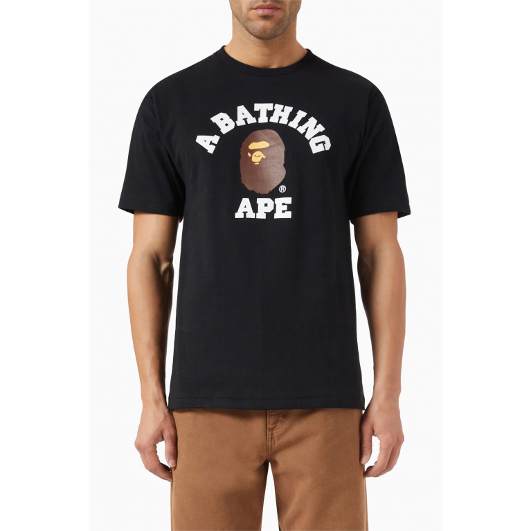 A Bathing Ape - College Logo T-shirt in Cotton-jersey Black