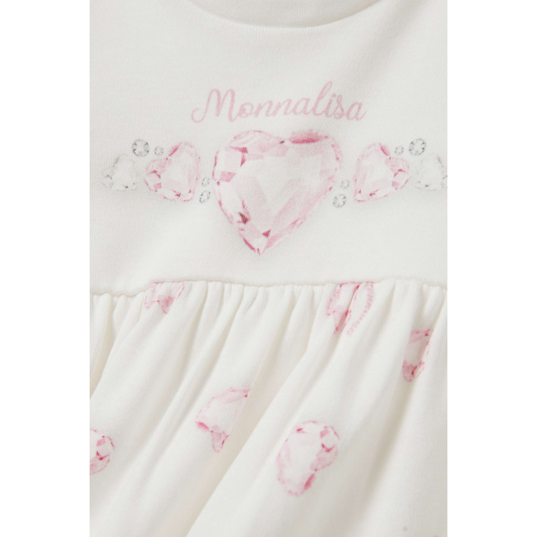 Monnalisa - Diamond-print Sleepsuit in Cotton Neutral
