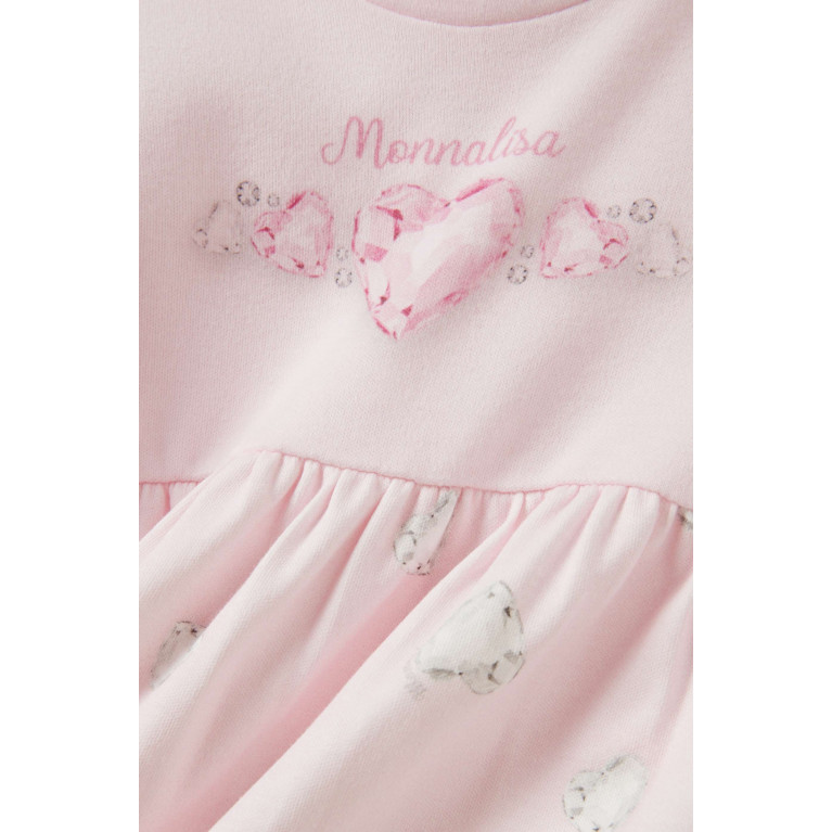 Monnalisa - Diamond-print Sleepsuit in Cotton Pink